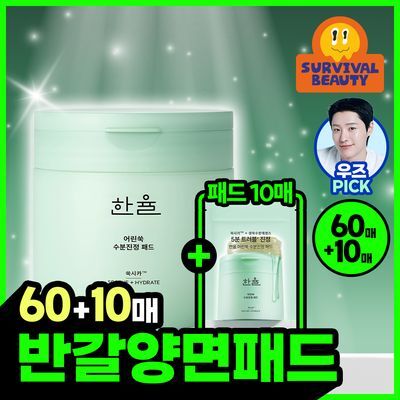 [트러블진정] 한율 어린쑥 5분 트러블진정패드 60+10매 (어린쑥패드)