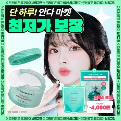 [1분진정] 브링그린 티트리 시카 트러블 수딩 토너패드 90매 (리필/단품)