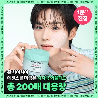 [1분진정] 브링그린 티트리 시카 트러블 수딩 토너패드 90매 (리필/단품)