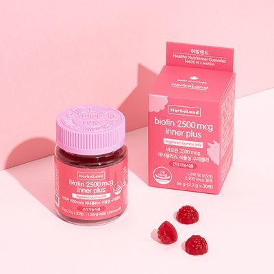 허벌랜드 비오틴 2500 mcg 이너플러스 식물성 구미젤리 30구미 (1개월분)