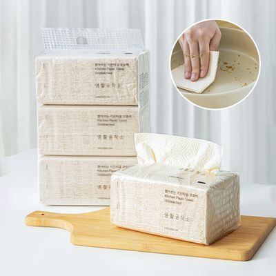 생활공작소 뽑아쓰는 키친타올 무표백 100매 3팩 2개 (총 6팩)