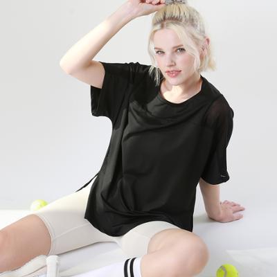 메쉬 요가 루즈핏 반팔 롱티 (5 colors)