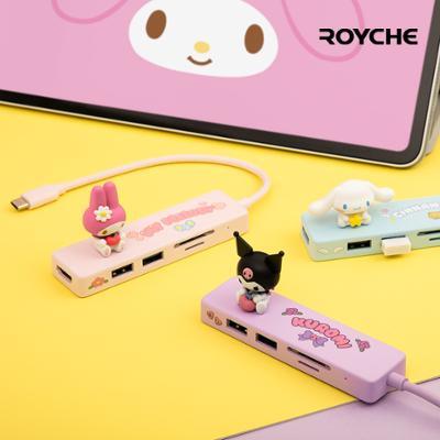 로이체 산리오 캐릭터즈 C타입 USB SD TF 멀티허브 3종 중 택1(마이멜로디/시나모롤/쿠로미)