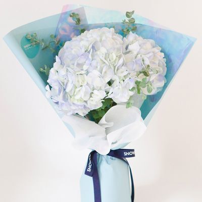 스노우폭스 반짝이는 순간, 윤슬 오션블루 수국 꽃다발 (택배/퀵)