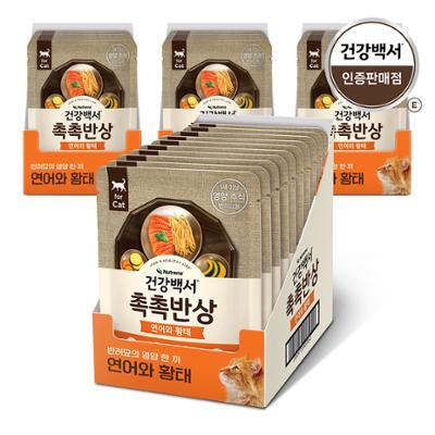 건강백서 고양이 촉촉반상 습식사료 연어와 황태/닭가슴살과 황태 80g 40팩