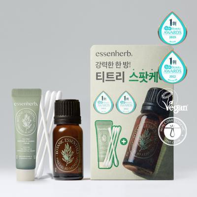 [단독기획] 에센허브 티트리 100 오일 10ml 기획(+크림10ml+면봉 50P 증정)