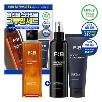 포뷰트 버번 그루밍 토닉 220ml 기획(+컬크림 150ml+헤어스프레이 250ml)