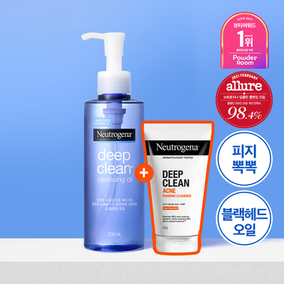 [롤링피지/블랙헤드간증템] 뉴트로지나 딥클린 클렌징 오일 200ml 기획 (+아크네폼40g)