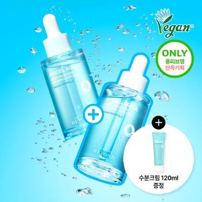 [수분크림120ml증정] 비욘드 엔젤아쿠아 수분가득진정앰플 더블(50mlX2+수분크림120ml)(비건)