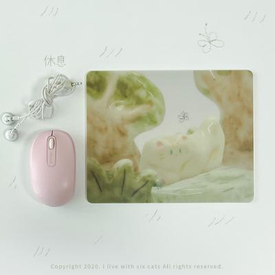 아이 리브 위드 식스 캣츠 쉬어가자 호박 마우스패드