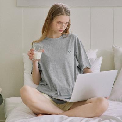 휘게언더웨어 뉴버디 릴렉스핏 루즈핏 로고 반팔 티셔츠 홈웨어 - 멜란지그레이
