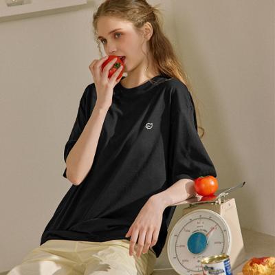 휘게언더웨어 뉴버디 코튼 면 루즈핏 릴렉스핏 로고 반팔 티셔츠 - 블랙