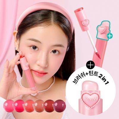 [실리콘브러쉬 내장] YNM 하트 젤링 립틴트 6종