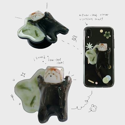 아이 리브 위드 식스 캣츠 네잎크로바 그립톡