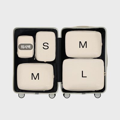 브랜든 여행 압축 파우치 워시백 세트 28인치 S+M+M+L+확장형 행잉 워시백