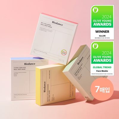 [3시간팩] 바이오던스 리얼 딥 마스크 7매 (콜라겐, 씨켈프, 세라놀, 비타)