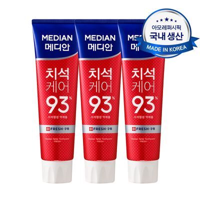[불소 포함/3입]메디안 치석케어 구취 치약 120G*3입