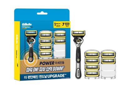 질레트 프로쉴드 옐로우 파워 면도기+7입날