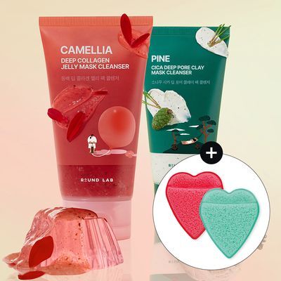 [9,900원 특가] 라운드랩 동백/소나무 팩 클렌저 150ml 기획 (+클렌징해면퍼프)