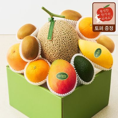 [추석선물][온브릭스] 프리미엄 과일선물세트 7종 올리브3호 4.1kg이상 (멜론,혼합망고)