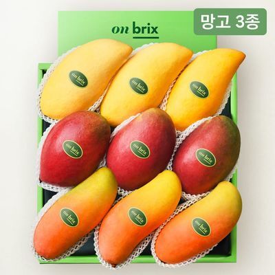 [온브릭스] 항공직송 망고 3종 선물세트 3.6kg 이상 (애플망고,골드망고,마하차녹)