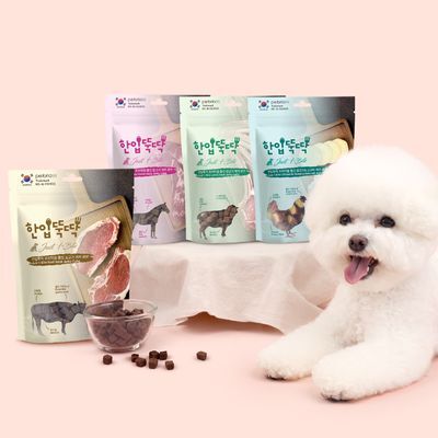한입뚝딱 프리미엄 쫄깃 져키 큐브 강아지 육포 150g 3개