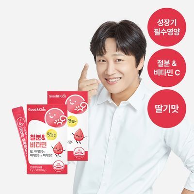 굿앤키즈 철분&비타민 딸기맛 30포 2박스 (2개월분)