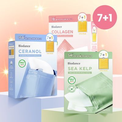[7+1매] 바이오던스 리얼 딥 마스크 7+1매 기획(콜라겐/세라놀/씨켈프)(+비타 마스크 1매 증정)
