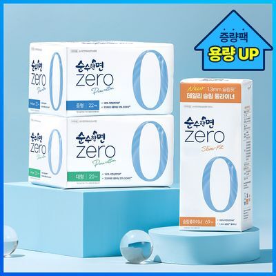 순수한면 제로 생리대 증량팩 3종 택1