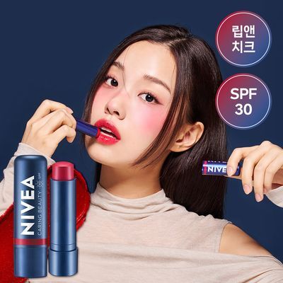 [자외선차단] 니베아 케어 앤 컬러 립밤 4.8g  2종 (딥 레드/크림 코랄)
