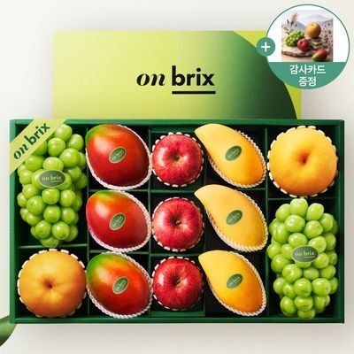 [추석선물][온브릭스] 로열그린 에디션, 샤인머스켓&사과&배&혼합망고 선물세트 7kg이상(13입/특대형)