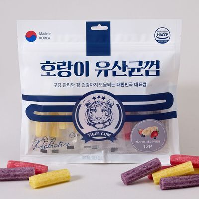 호랑이 유산균껌 딸기&바나나&블루베리 12P 강아지 간식 (온)