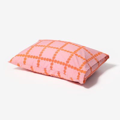 웜그레이테일 알러지방지 블라썸 체크 코랄 베개 커버 (2size)