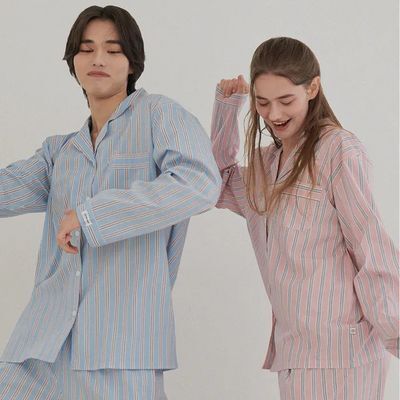 오프아워 러스트러스 코튼블렌드 긴팔 잠옷 세트 블루 3종 택 1 (M / L / XL)