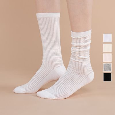 삭피엔스 시스루 골지 여성 양말 5colors (중목/장목)
