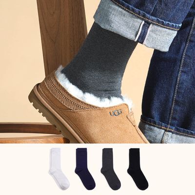 삭피엔스 얇고 따뜻한 슬림 남성 기모 양말 4켤레 4colors