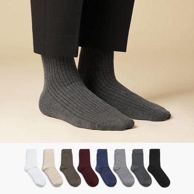 삭피엔스 베이직 골지 남성 정장 양말 8켤레 4type