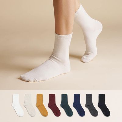 삭피엔스 36g 톡톡한 중목 무지 여성 양말 8켤레 3colors