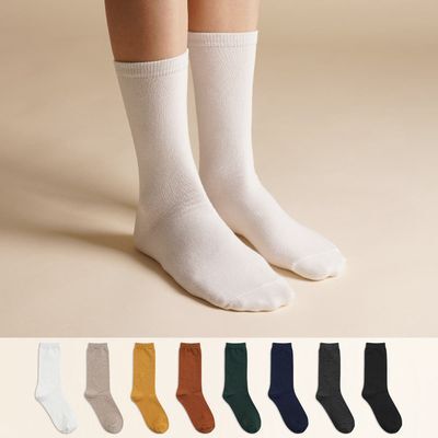 삭피엔스 20cm 톡톡한 긴목 무지 여성 양말 8켤레 3colors (화이트/블랙/베이지)