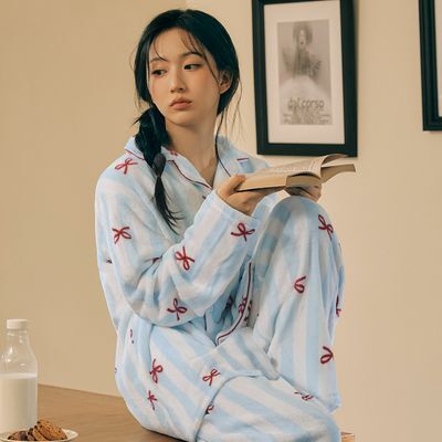 [해원 Pick] 도씨 플러피 보니 긴팔 커플 수면 잠옷 세트