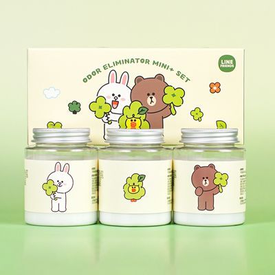 바스X라인프렌즈 미니플러스 탈취제 160g 3개입 기프트 세트 플레인(무향)