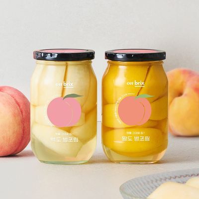 온브릭스 원물 그대로 킵, 저당 백도 황도 병조림 450g