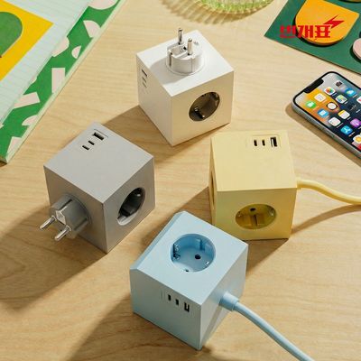 번개표 큐브멀티탭 고용량 3구 C타입 USB (콘센트형,전선형) 4color