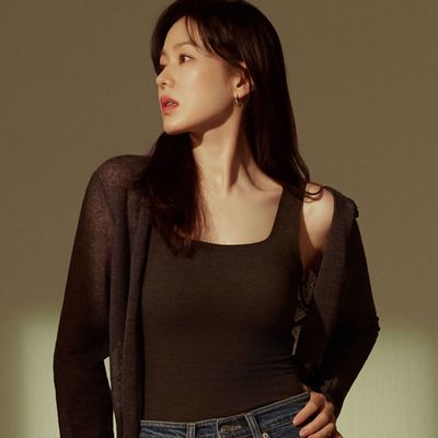 [손예진PICK] 감탄브라 웜에어리 히트탑 스퀘어넥 단품