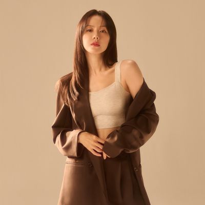 [손예진PICK] 감탄브라 멜란지 골지 런닝형 브라팬티 1set