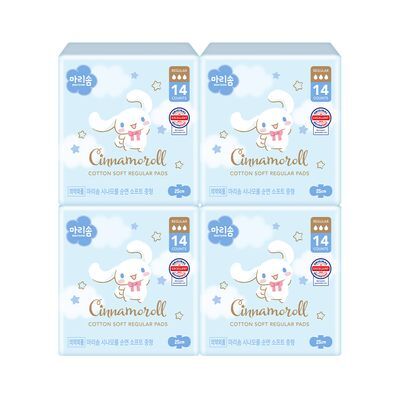 마리솜 시나모롤 순면소프트 생리대 중형 14P*4팩