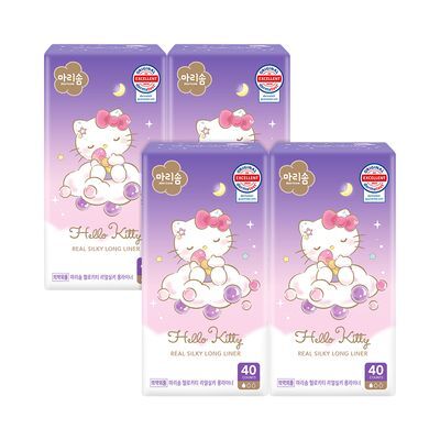 마리솜 헬로키티 리얼실키 롱라이너 40P*4팩