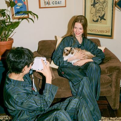 Furless pajamas[Long] - KhakiBlue Stripe