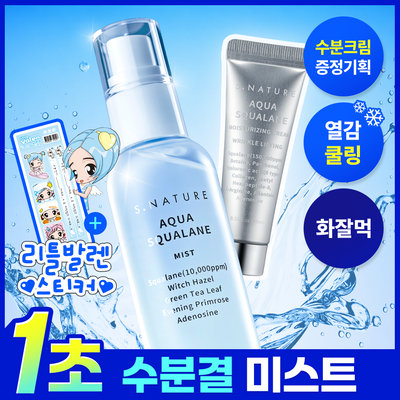 [1초 수분결미스트] 에스네이처 아쿠아 스쿠알란 미스트 100ml 기획 (+수분크림 10ml+스티커)