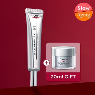 [10년연속1위] 유세린 하이알루론 3X 아이크림 15ml 기획 (+나이트크림 20ml+화장솜)